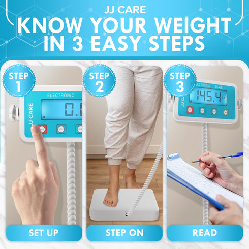 JJ CARE Medical Scale - Professional Grade Body Weight Scale with 660 lbs. Capacity, Easy-to-Read LCD Display | Heavy-Duty Wrestling Scale for Home, Gym, Hospital, and Clinical Use